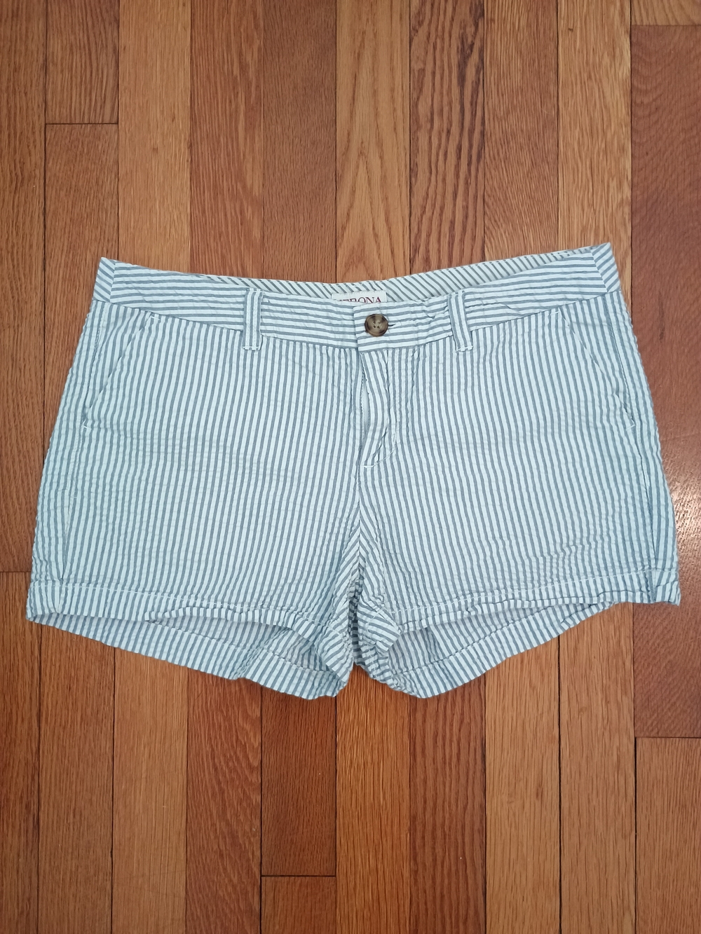 Merona Blue White Seersucker Stripe Cotton Shorts Size 6